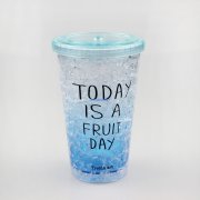 【果汁杯 制冷碎冰彩色杯】新款水果创意夏日冰杯 果汁杯学生双层吸管塑料制